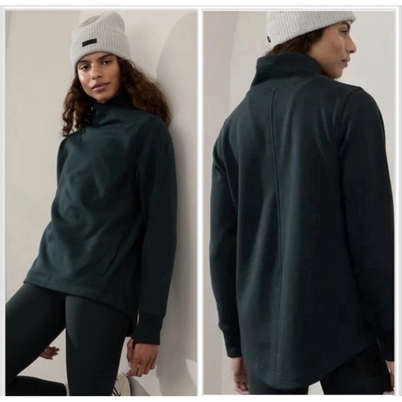 Athleta Sweaters - Athleta Cozy Karma Twist Neck Sweatshirt – Cypress Green Sz XS